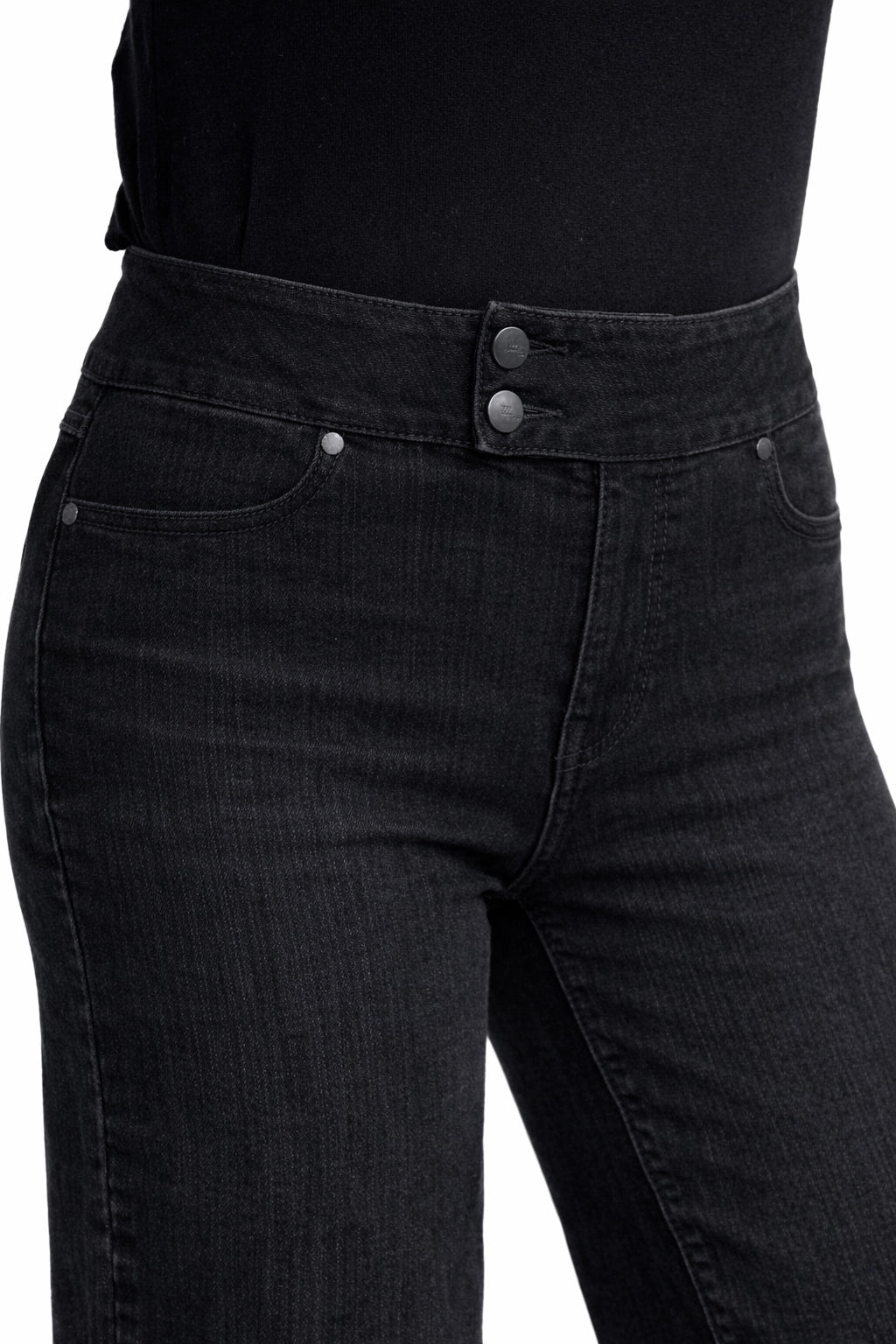 30'' Wide Leg Jean w/ Extended Waistband in Black