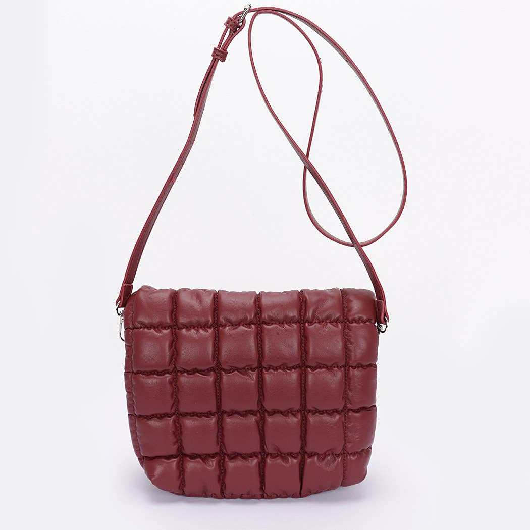 Quilted Faux Leather Padded Flap Bag
