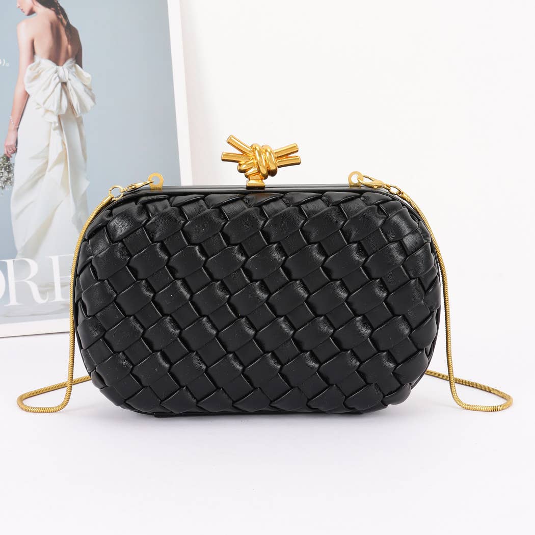 Faux Leather Braided party Clutch