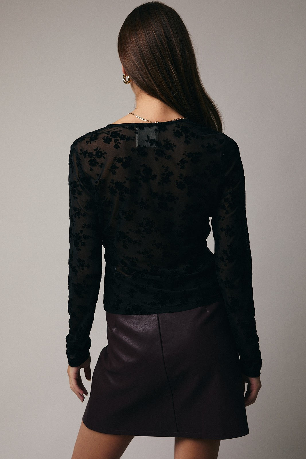 Button Up Burnout Velvet Top