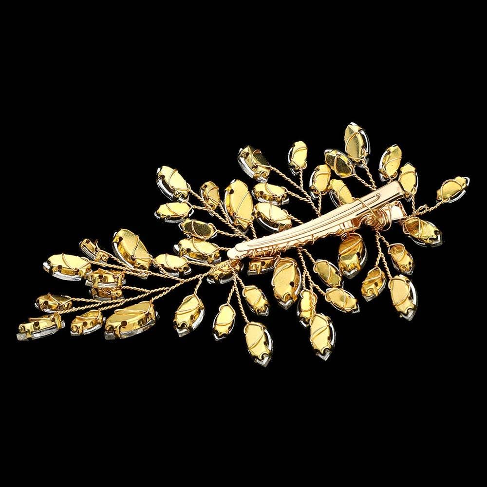 Marquise Stone Leaf Branch Hair Clip