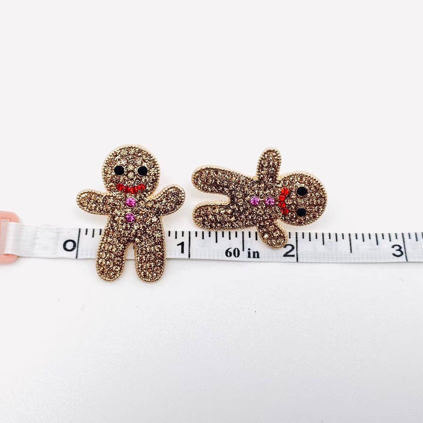 Christmas Rhinestone Gingerbread Man Post Earrings