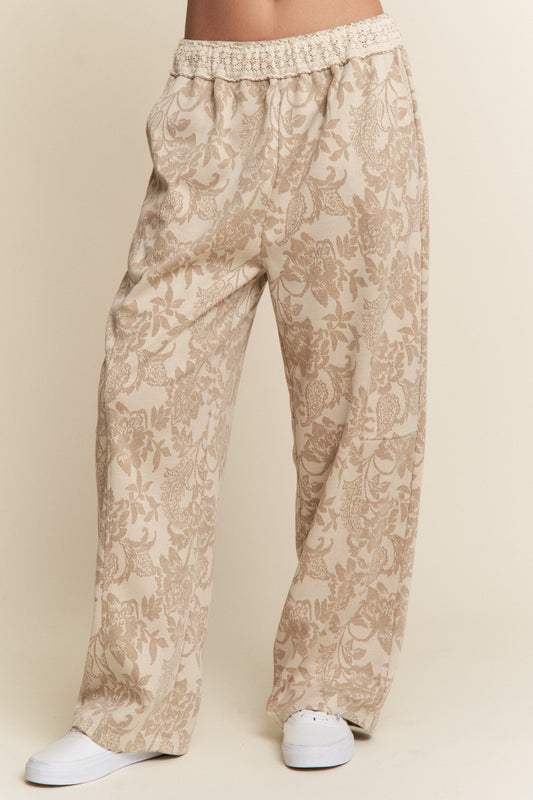 Floral and Lace Print Pants