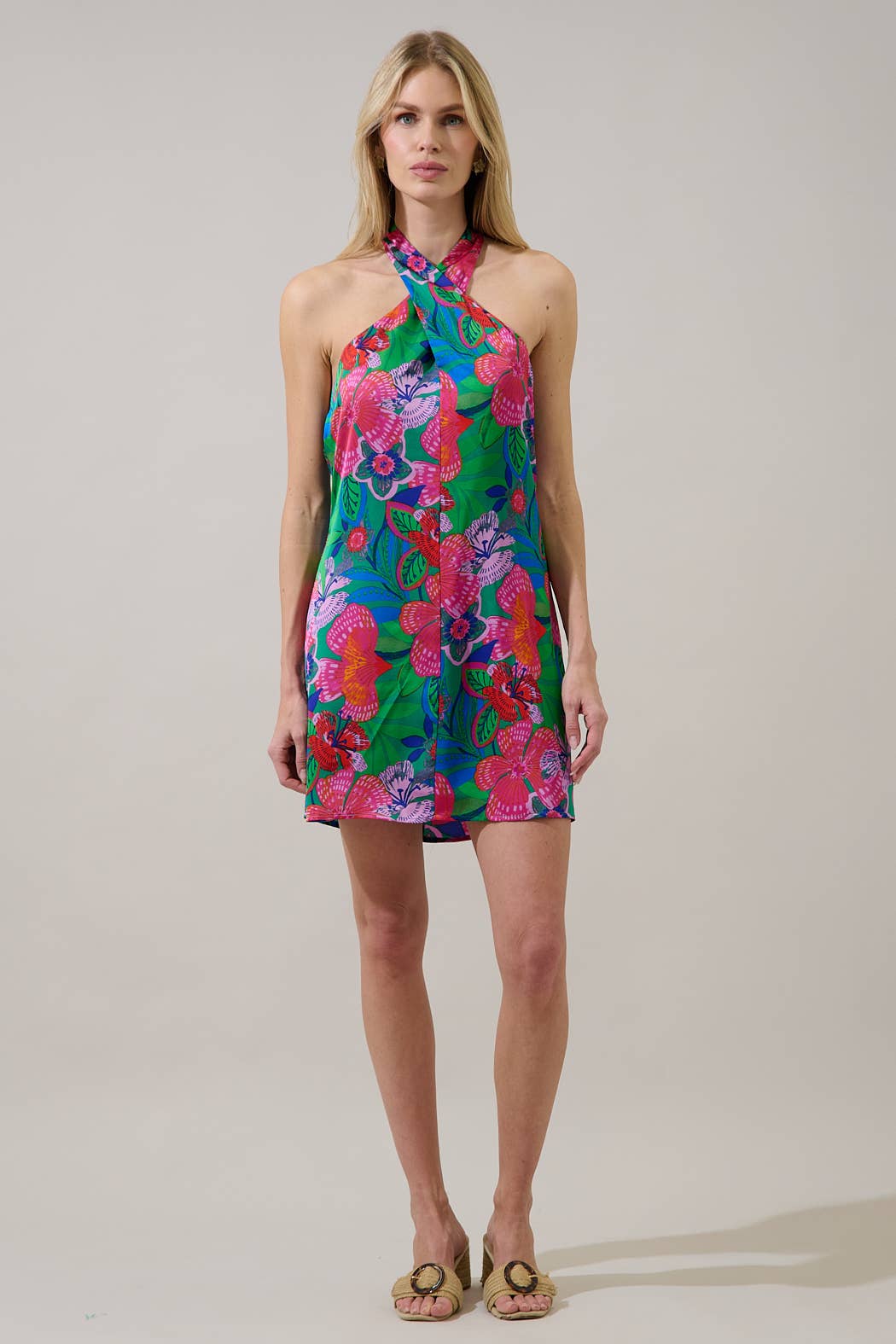 Mivia Halter Mini Dress Hansel Floral (S to 3X)