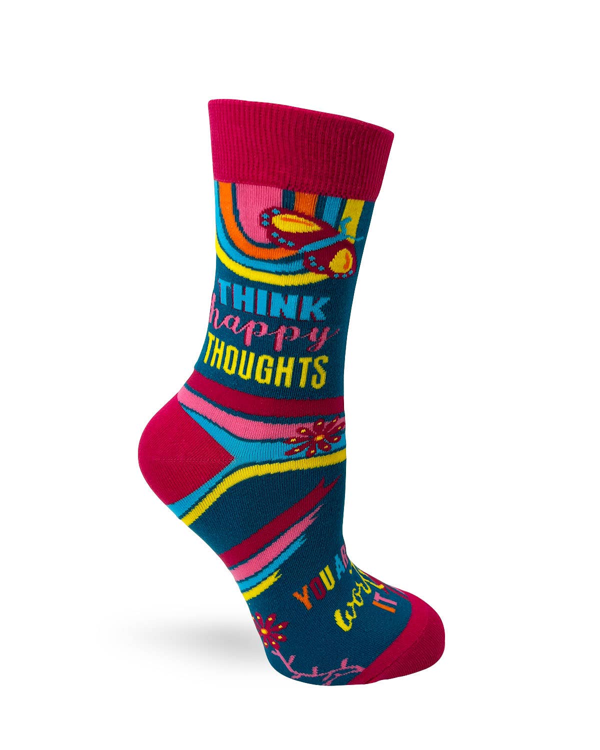 Think Happy Thoughts Make Today Amazing Women's Crew Socks