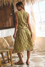 Soft Olive Embroidered Skirt (S to 3X)