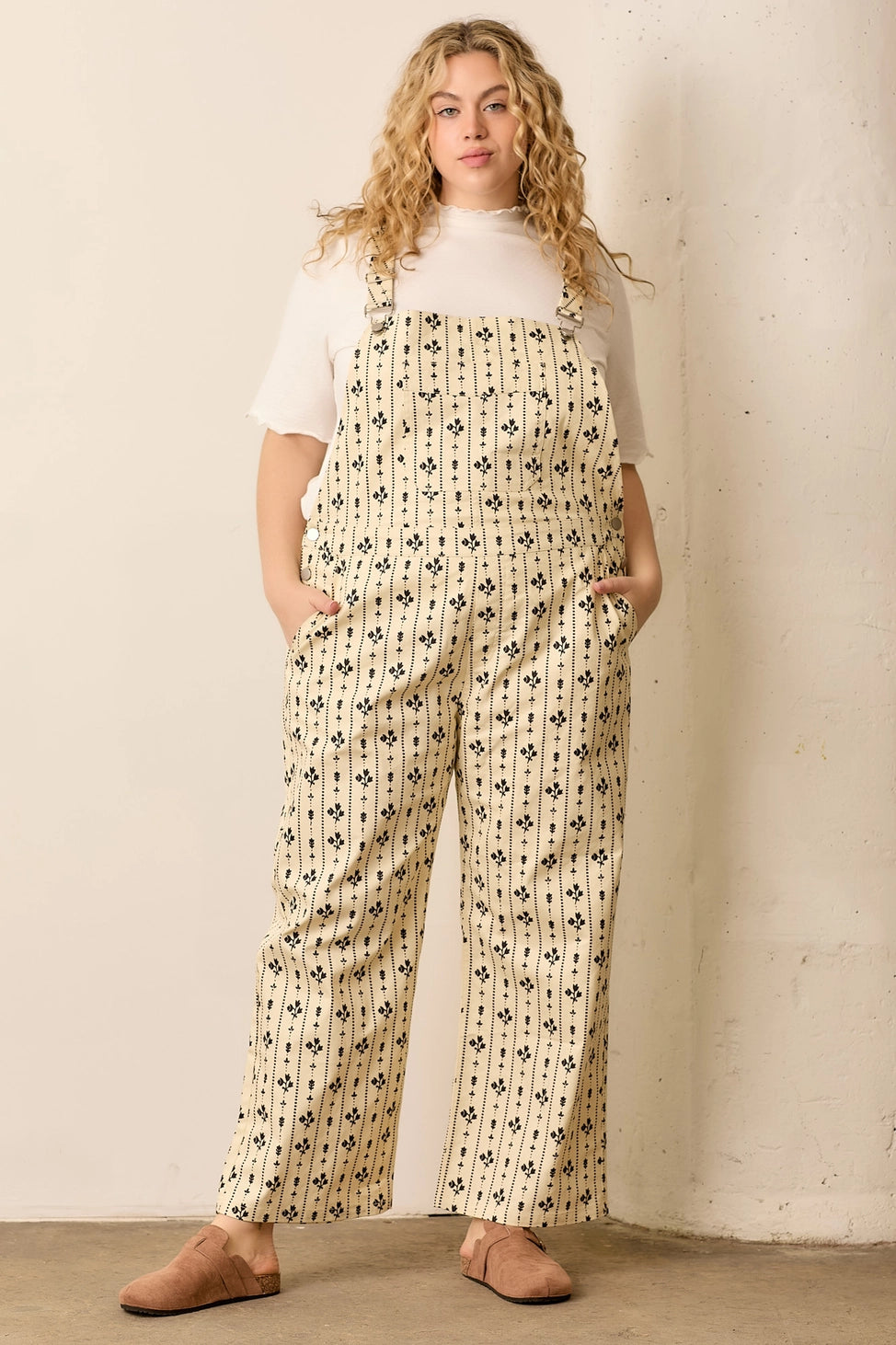 Floral Stripe Overalls