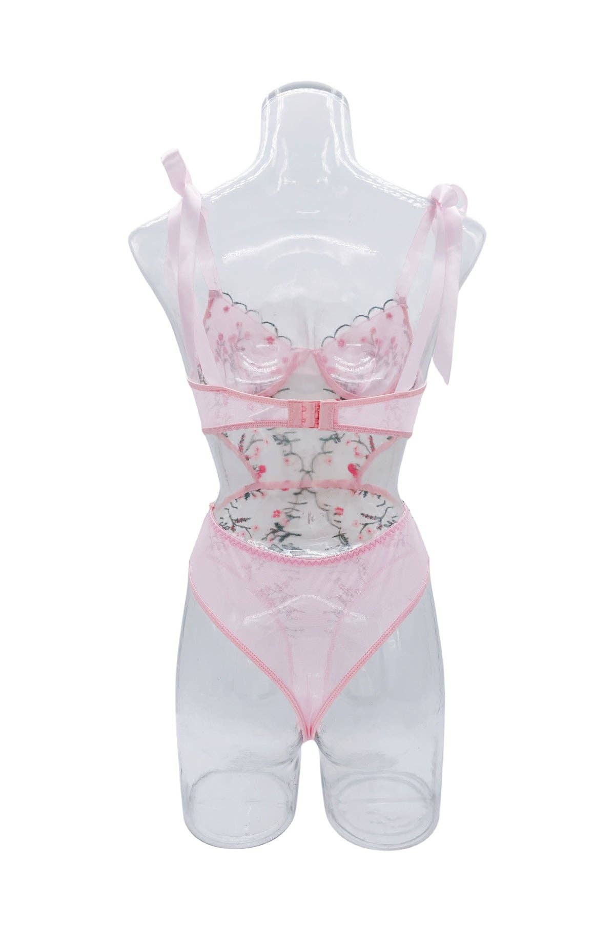 Floral Embroidery Ultrathin Perspective Teddy HF-4132