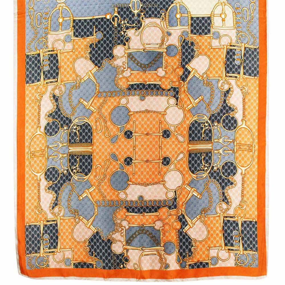 Abstract Pattern Printed Oblong Silky Satin Scarf Shawl