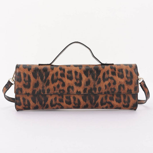 Leopard Print Faux Leather Clutch