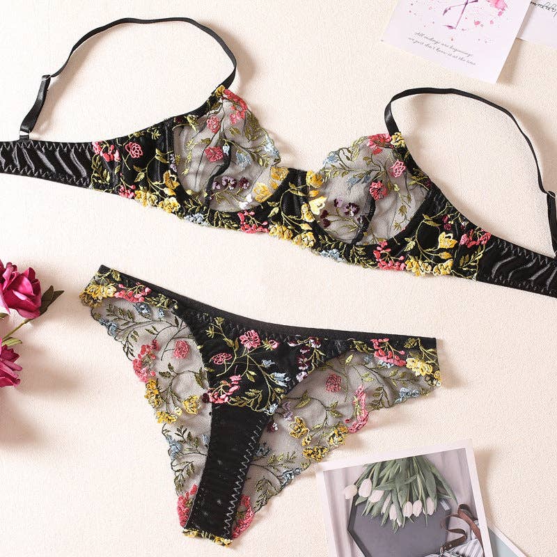 Floral Embroidered Bra