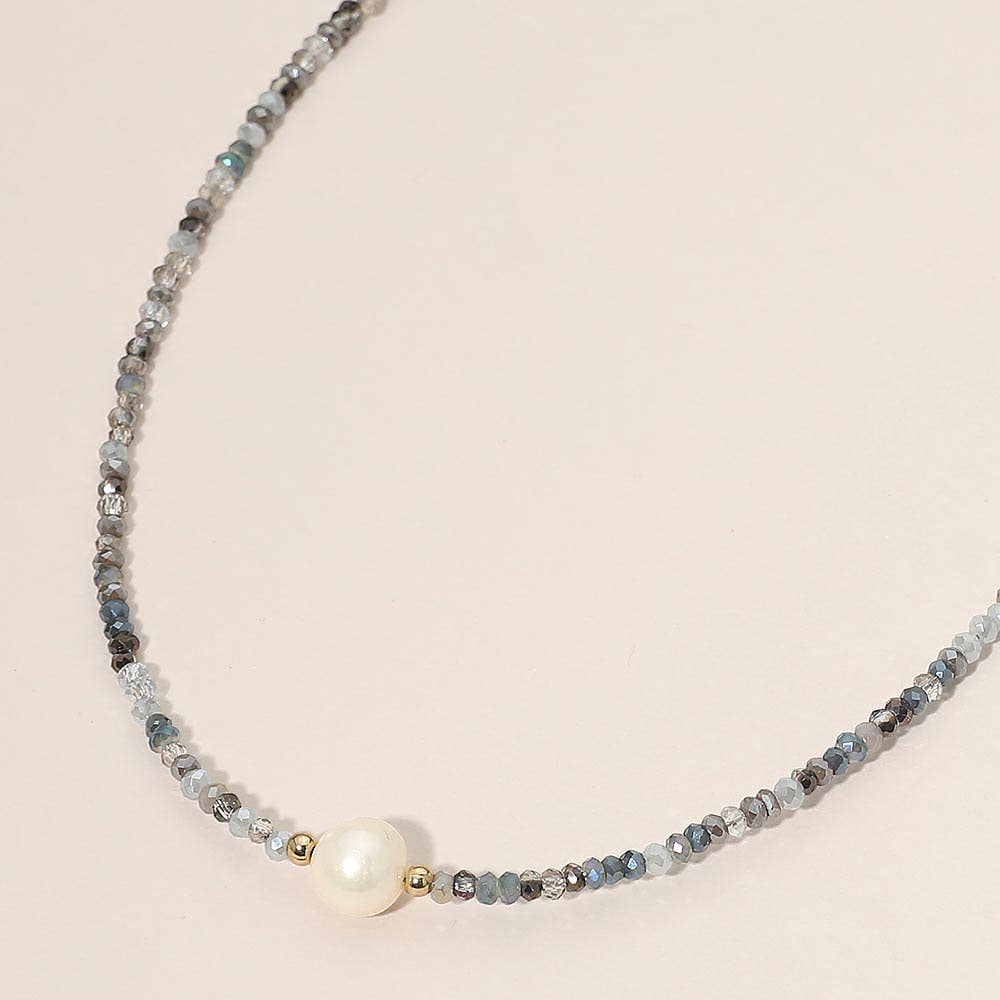 Pearl Accent Seed Beaded Choker Necklace