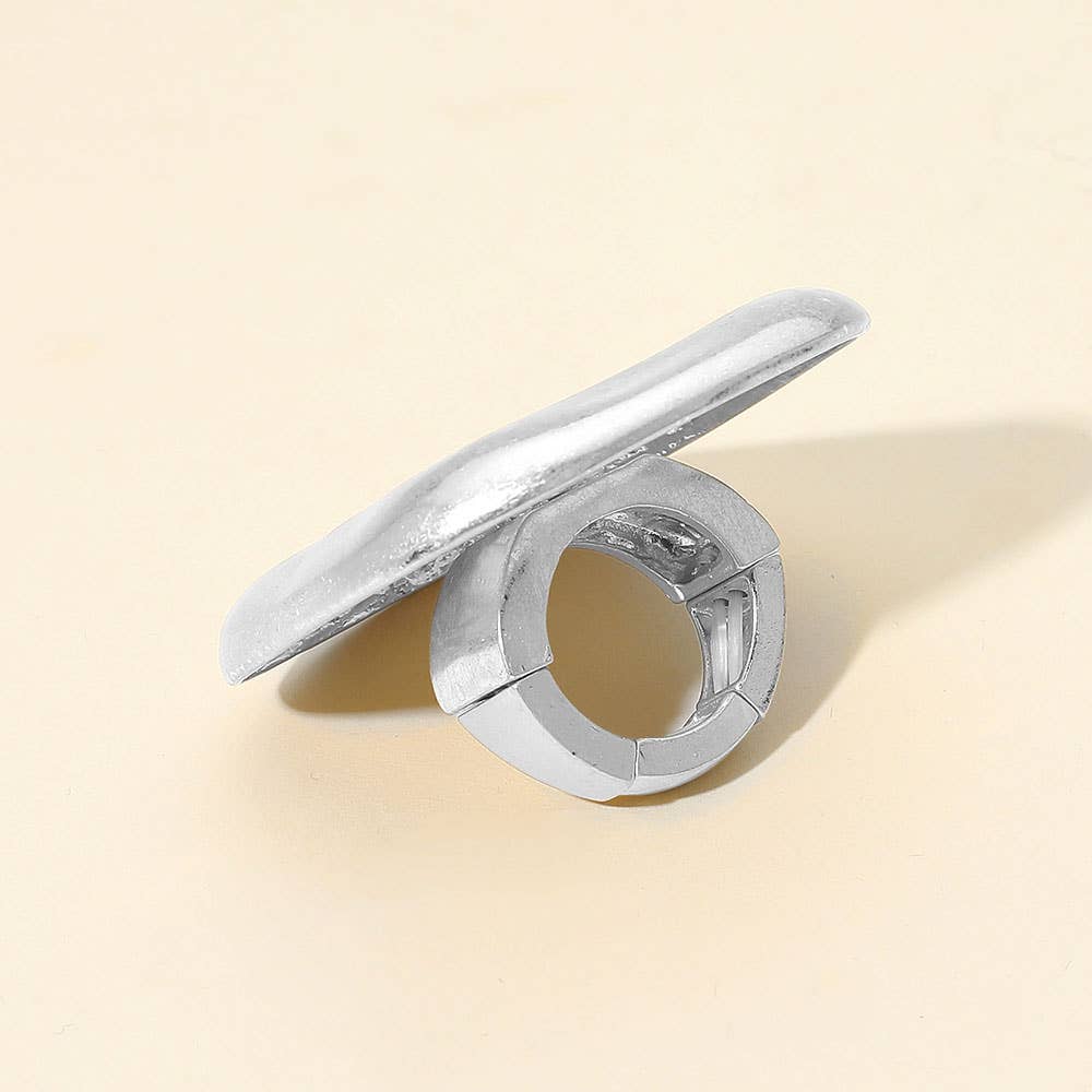 Oversized Brushed Metal Square Stretch Ring