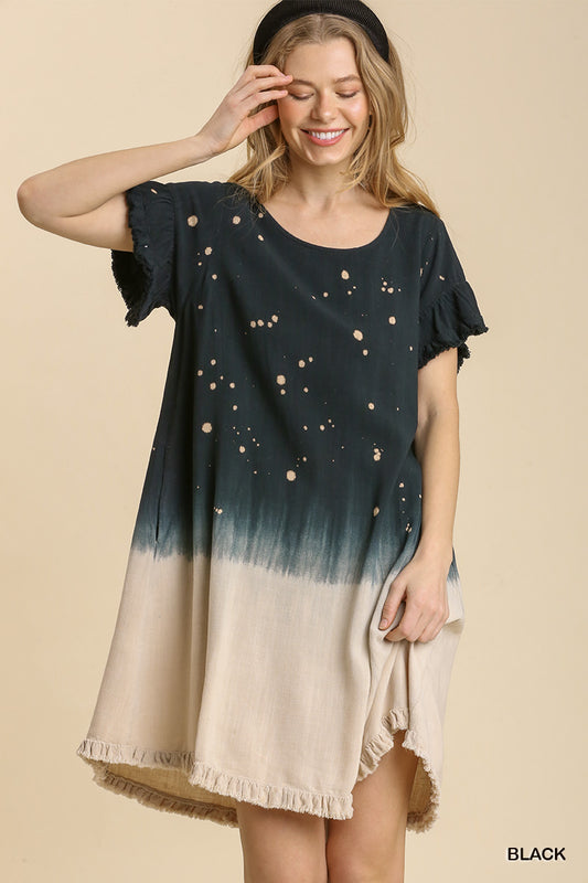Dip Dye Short Sleeved Dress