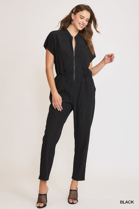 Black Zip Down Utility Jumpsuit