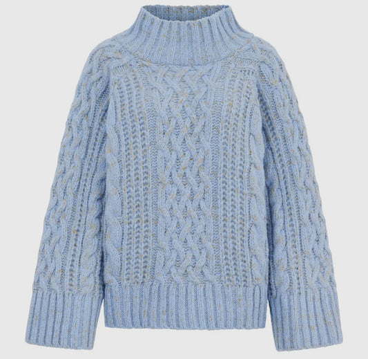 Sky Blue Cable Knit Sweater