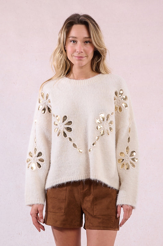 MB Sequin Flowers Sweater