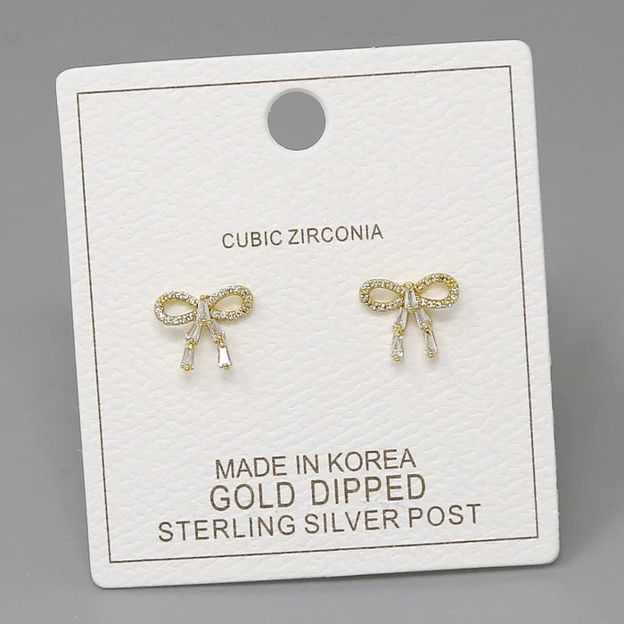 Bow CZ Pave Mini Stud Earrings