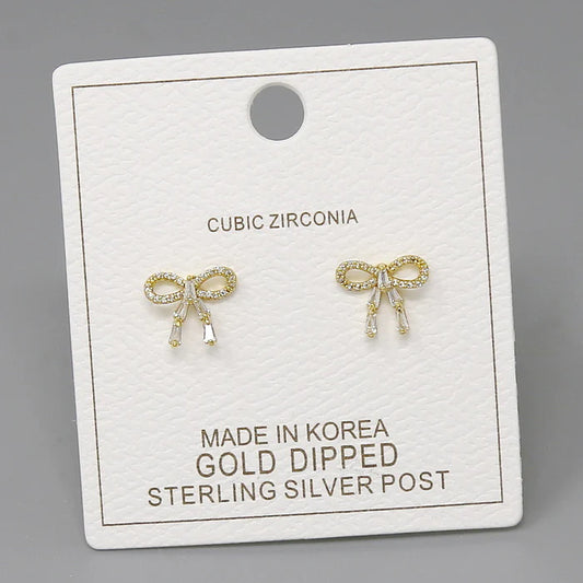Bow CZ Pave Mini Stud Earrings