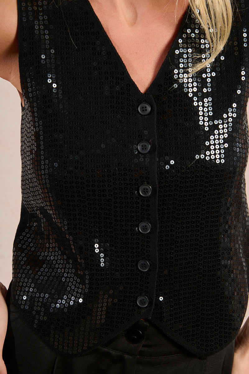 MB Sequin Button Up Vest