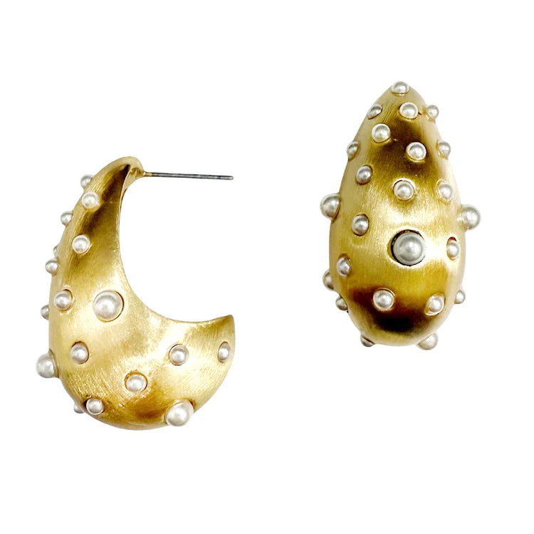 Pearl Embellished Water Droplet Earrings