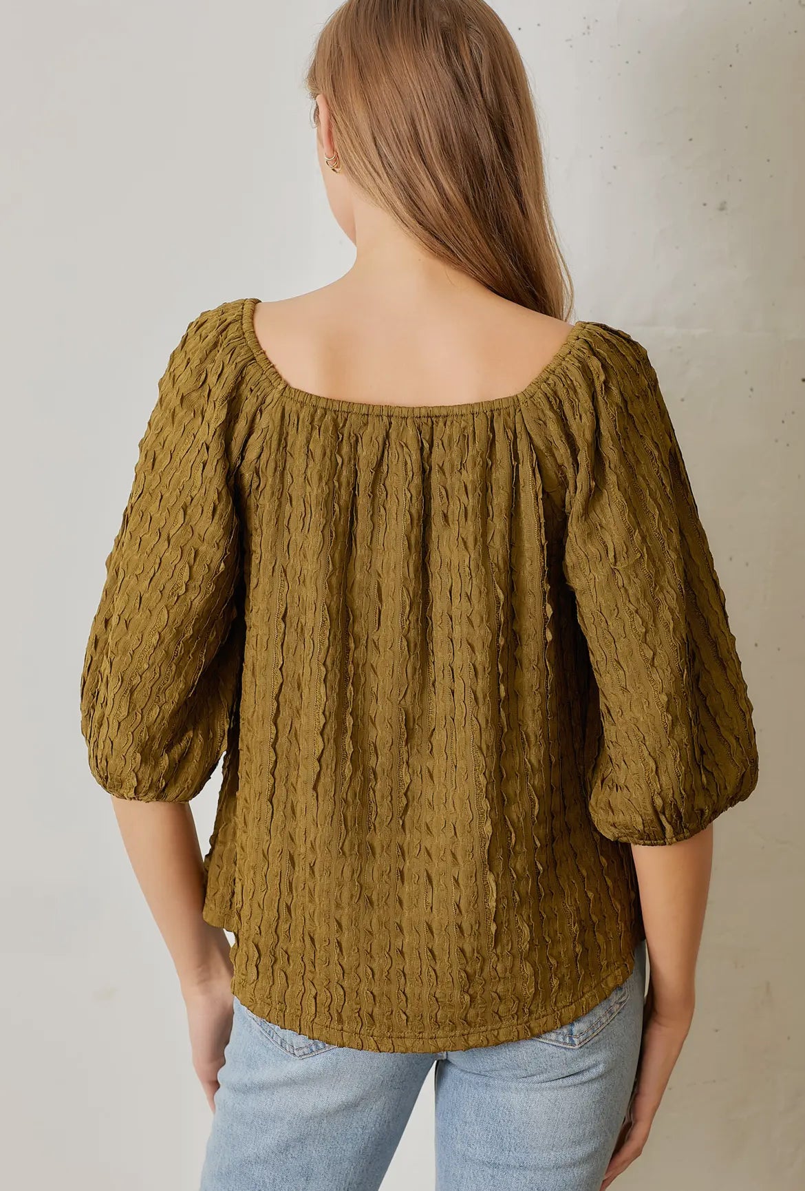 Dark Olive Square Neck Top