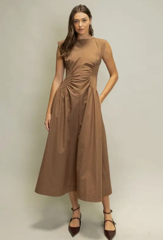 Ruched Waist Midi Dress