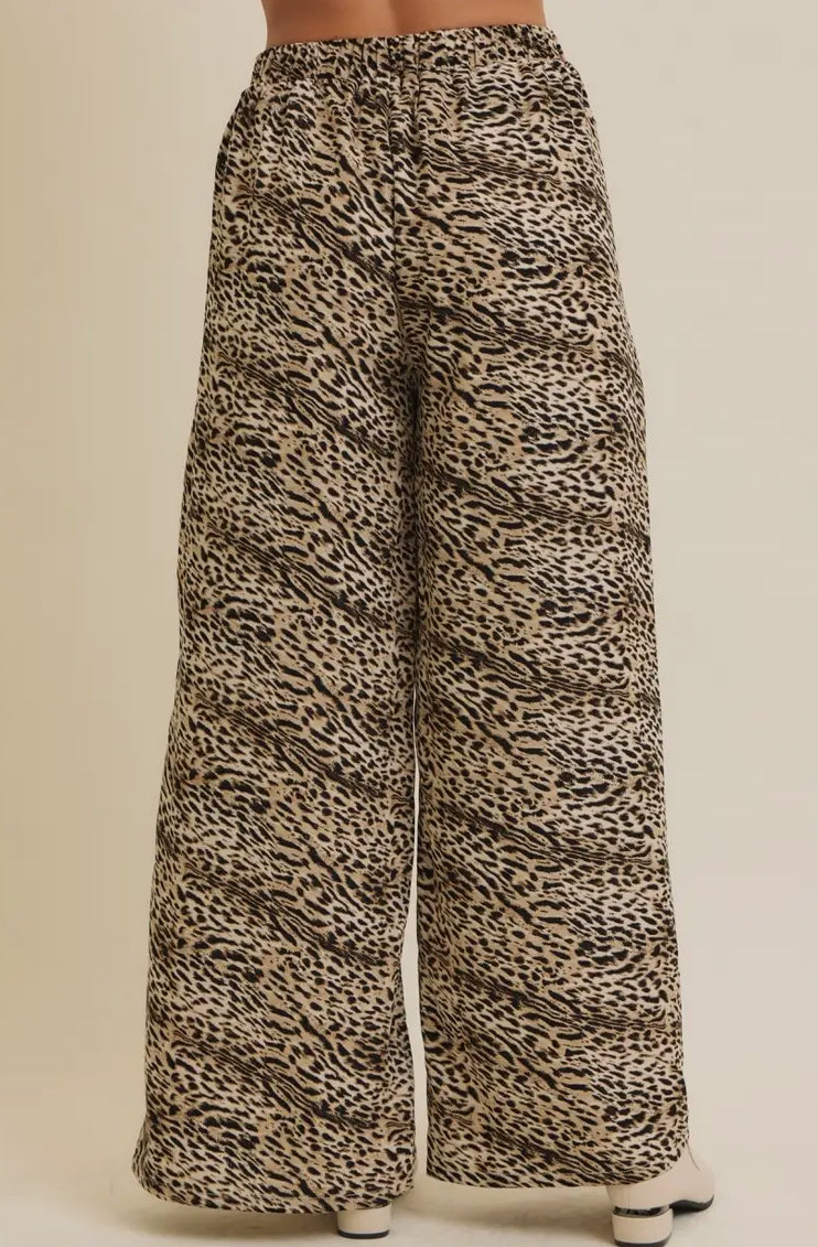 Animal Pleated Wide Leg Pants