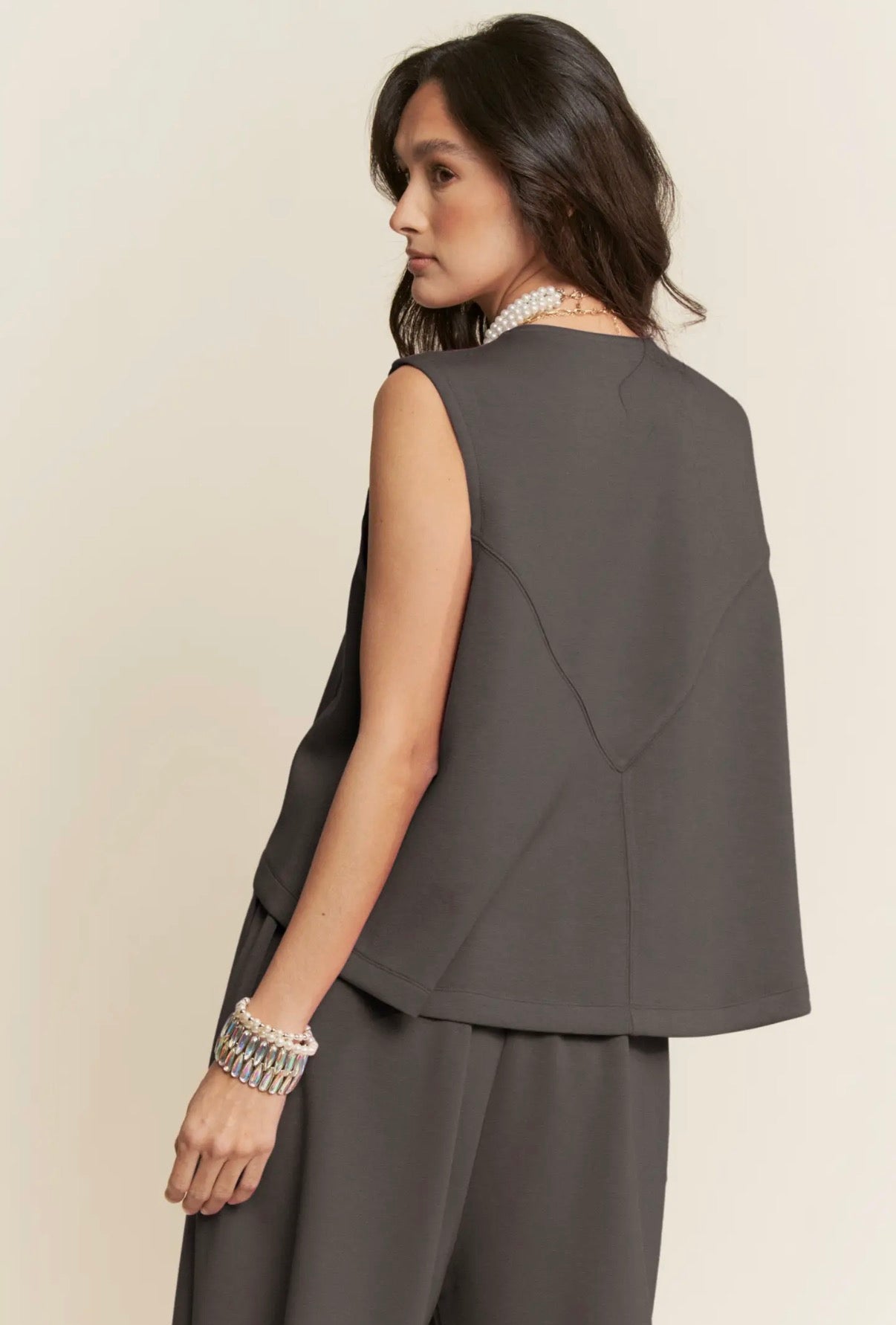 Charcoal Scuba Tie Top (S to 3X)
