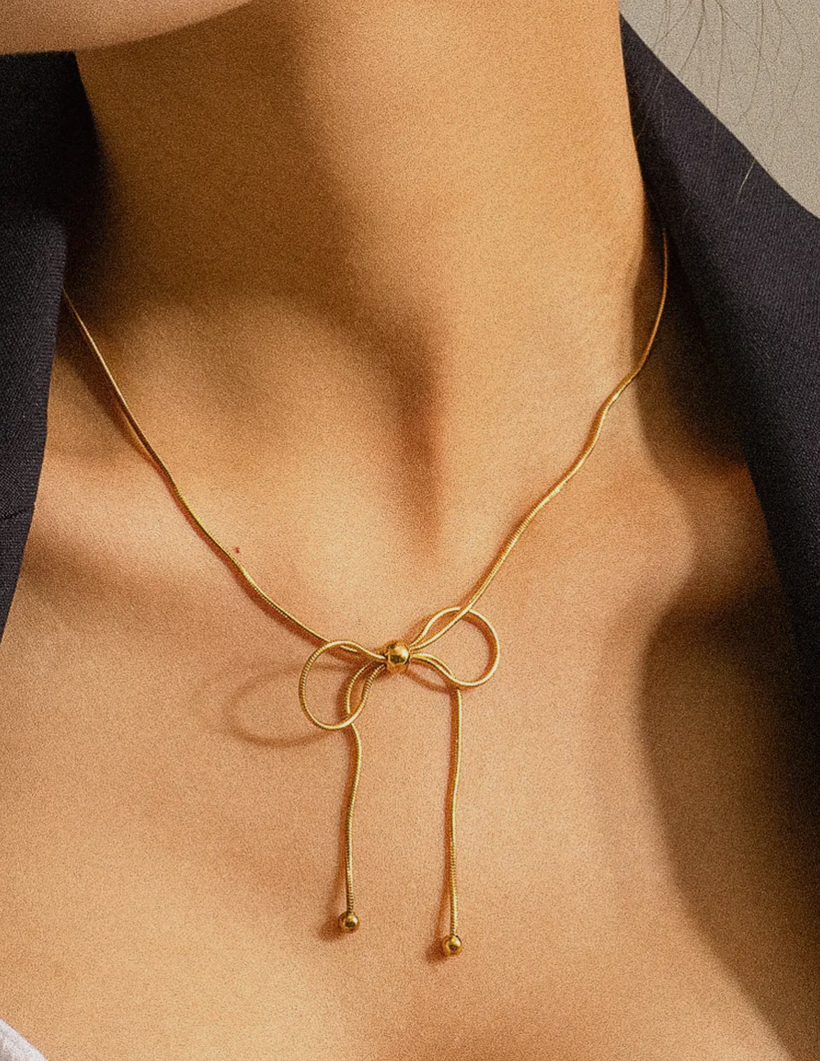 18K Gold Plated Bow Necklace