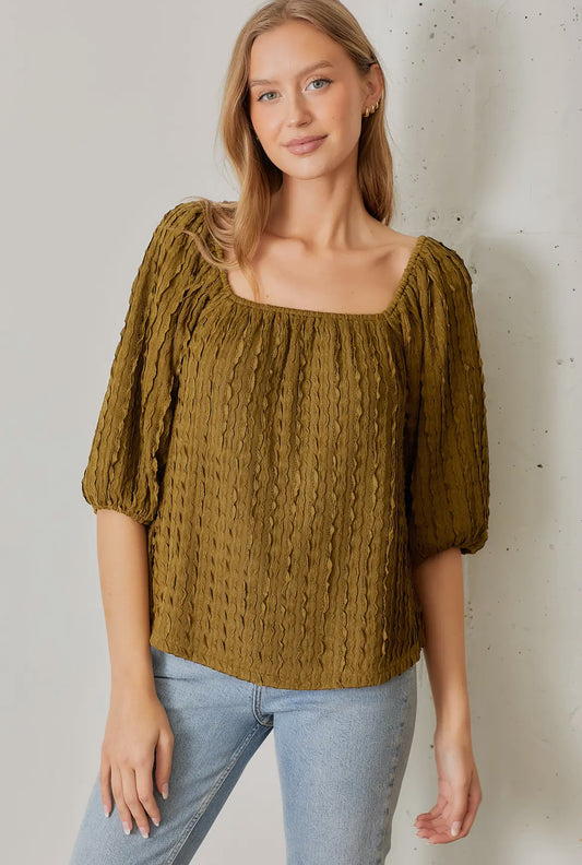 Dark Olive Square Neck Top