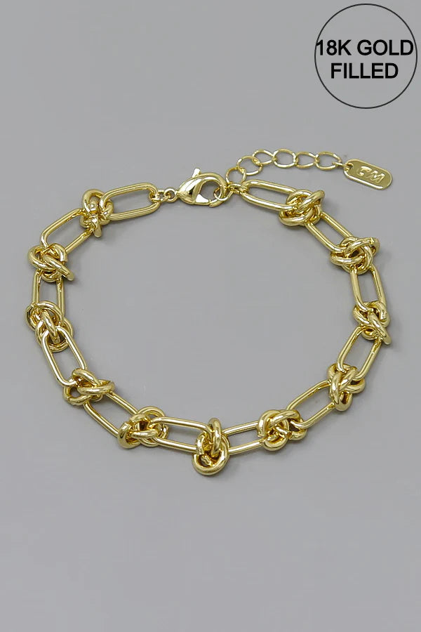 Knot Paperclip Link Gold Filled Bracelet