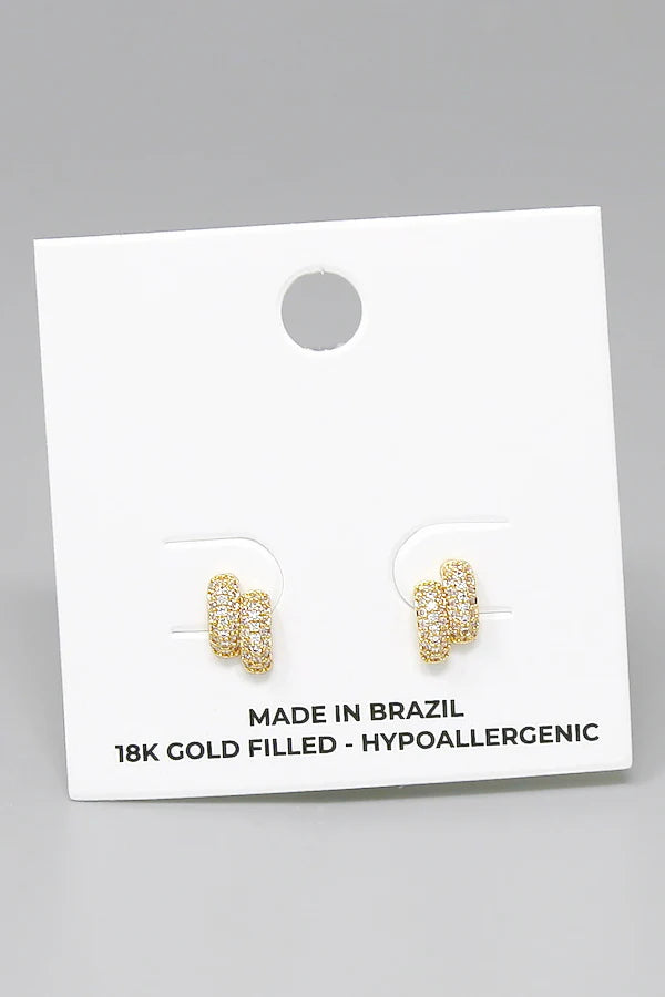 CZ Pave 18K Gold Filled Stud Earrings