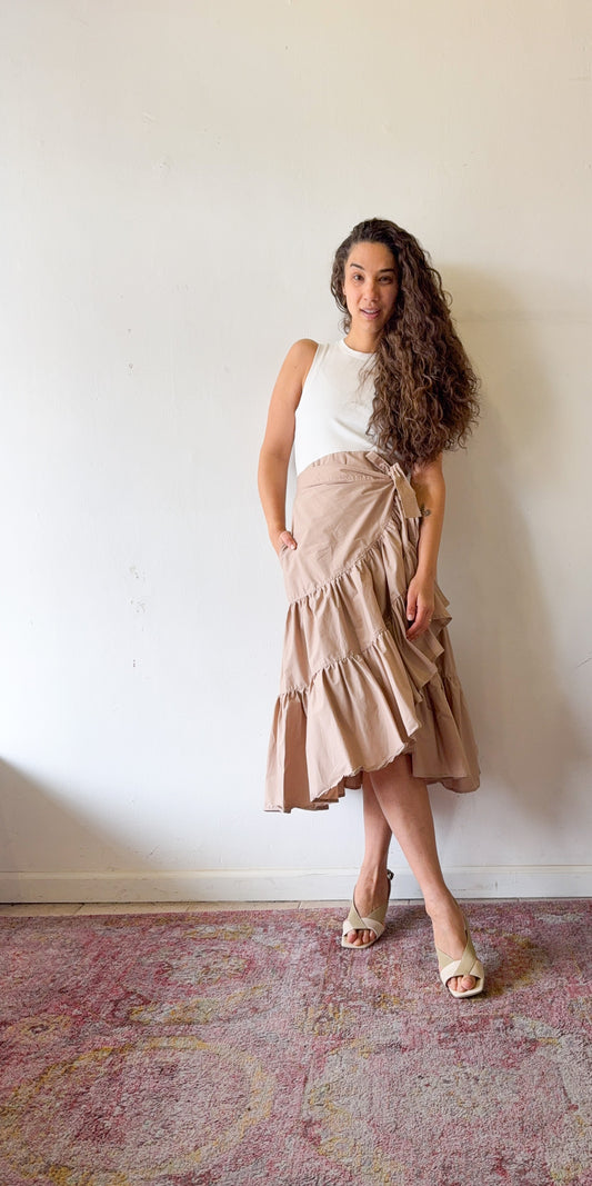 Asymmetrical Ruffle Wrap Midi Dress (S-3X)