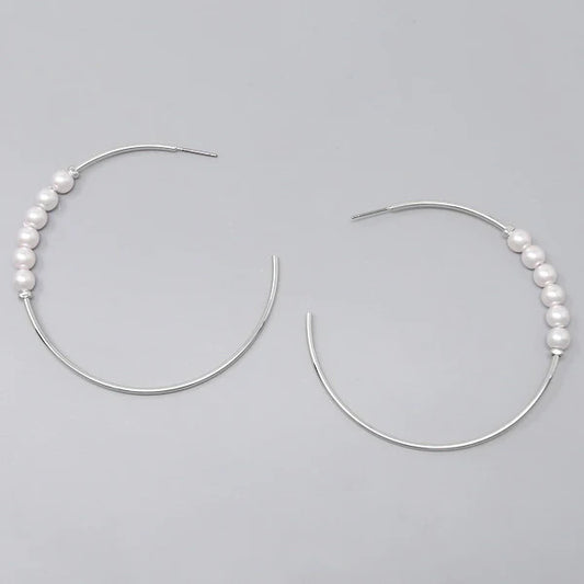 Pearl Beaded Hoop Earrings