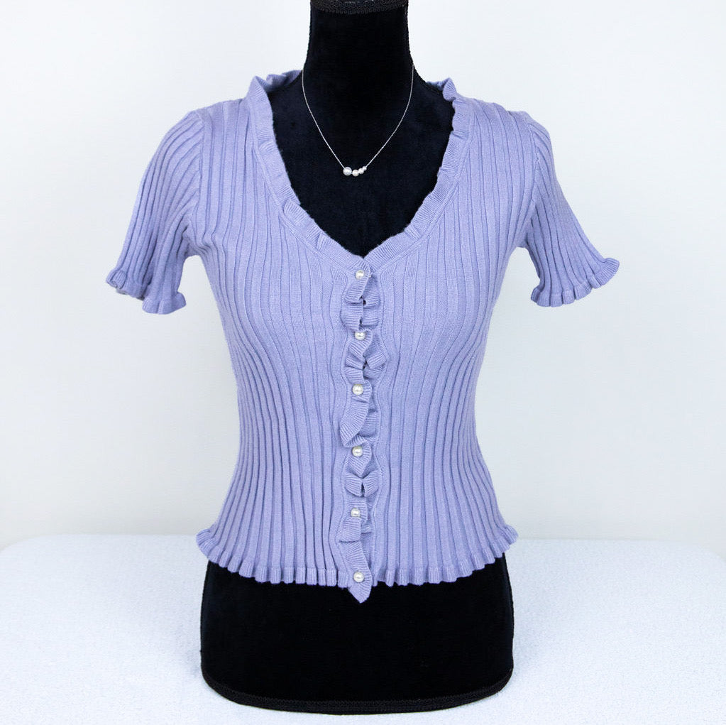 Ruffle and Pearl Lilac Top