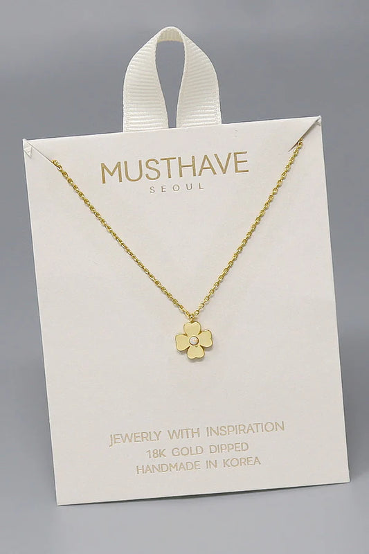 Opal Clover Gold Dipped Short Necklace
