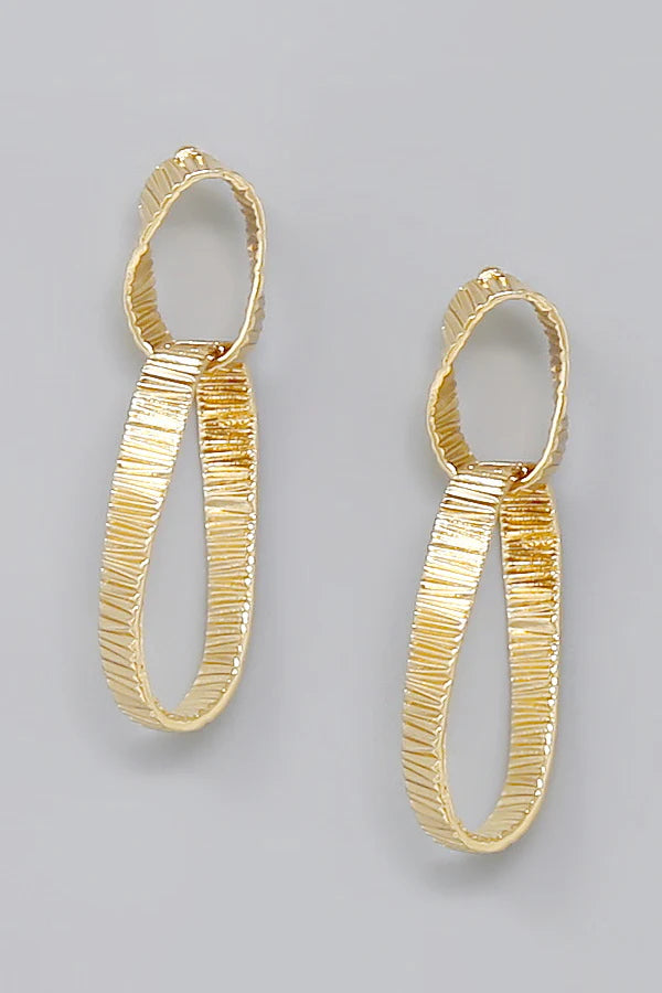 Textured Organic Linked Hoop Drop Earrings