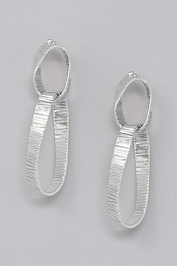 Textured Organic Linked Hoop Drop Earrings