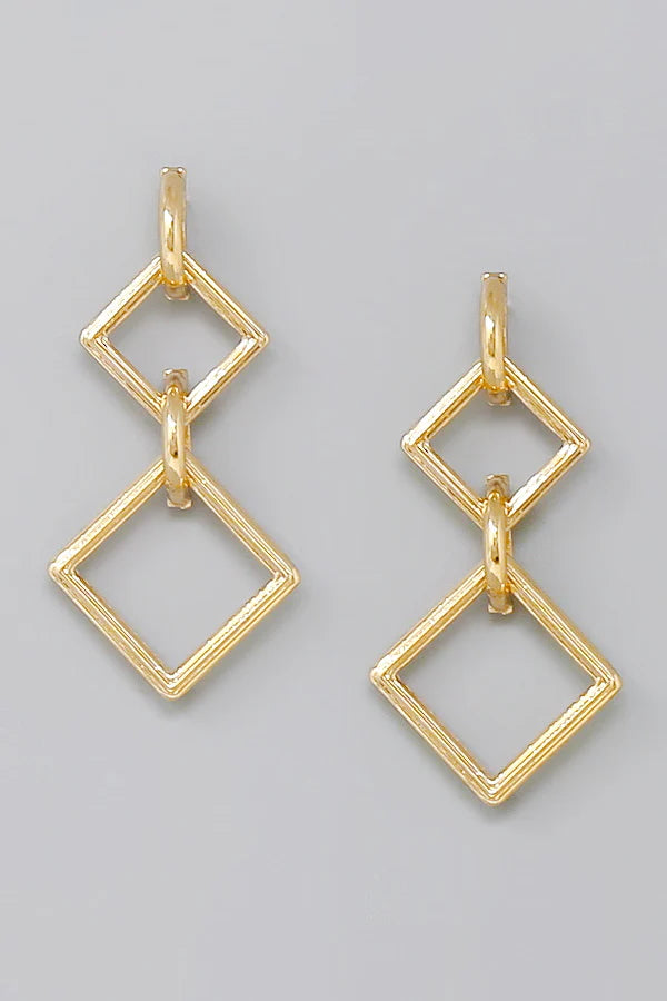 Rhombus Linked Hoop Dangle Earrings