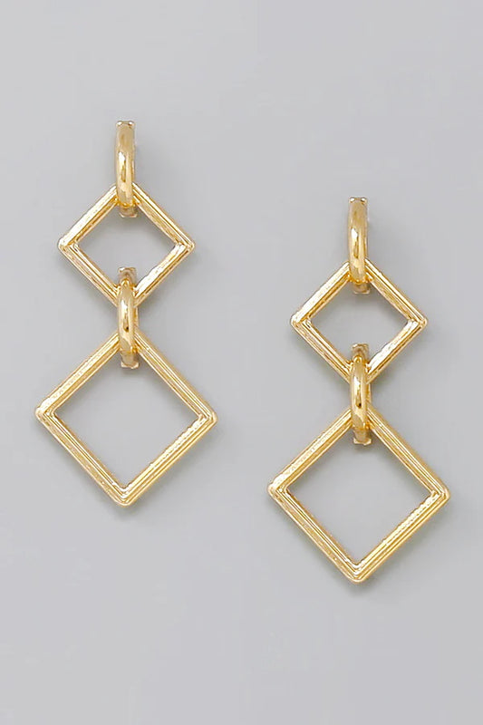Rhombus Linked Hoop Dangle Earrings