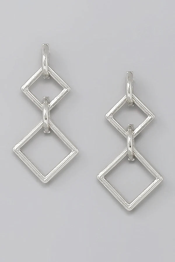 Rhombus Linked Hoop Dangle Earrings