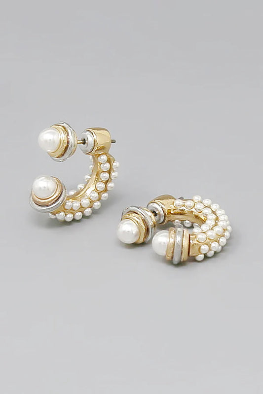 Pearl / Stone Pave Front & Back Hoop Earrings