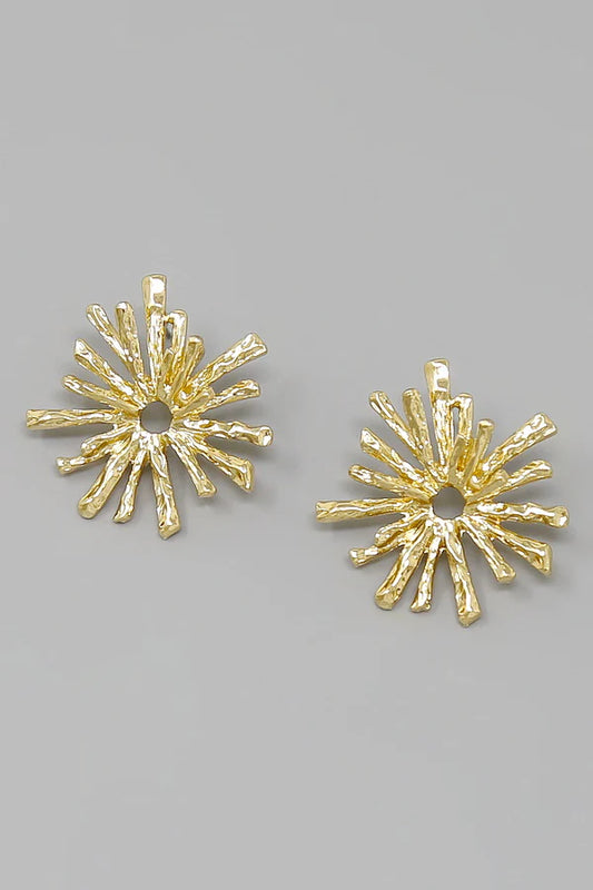 Textured Metal Flower Stud Earrings