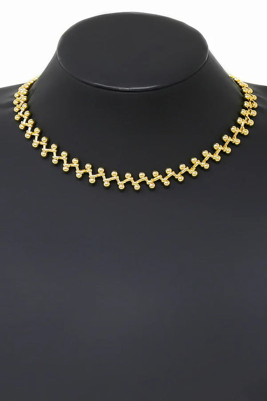 Ball Zigzag Chain Short Necklace