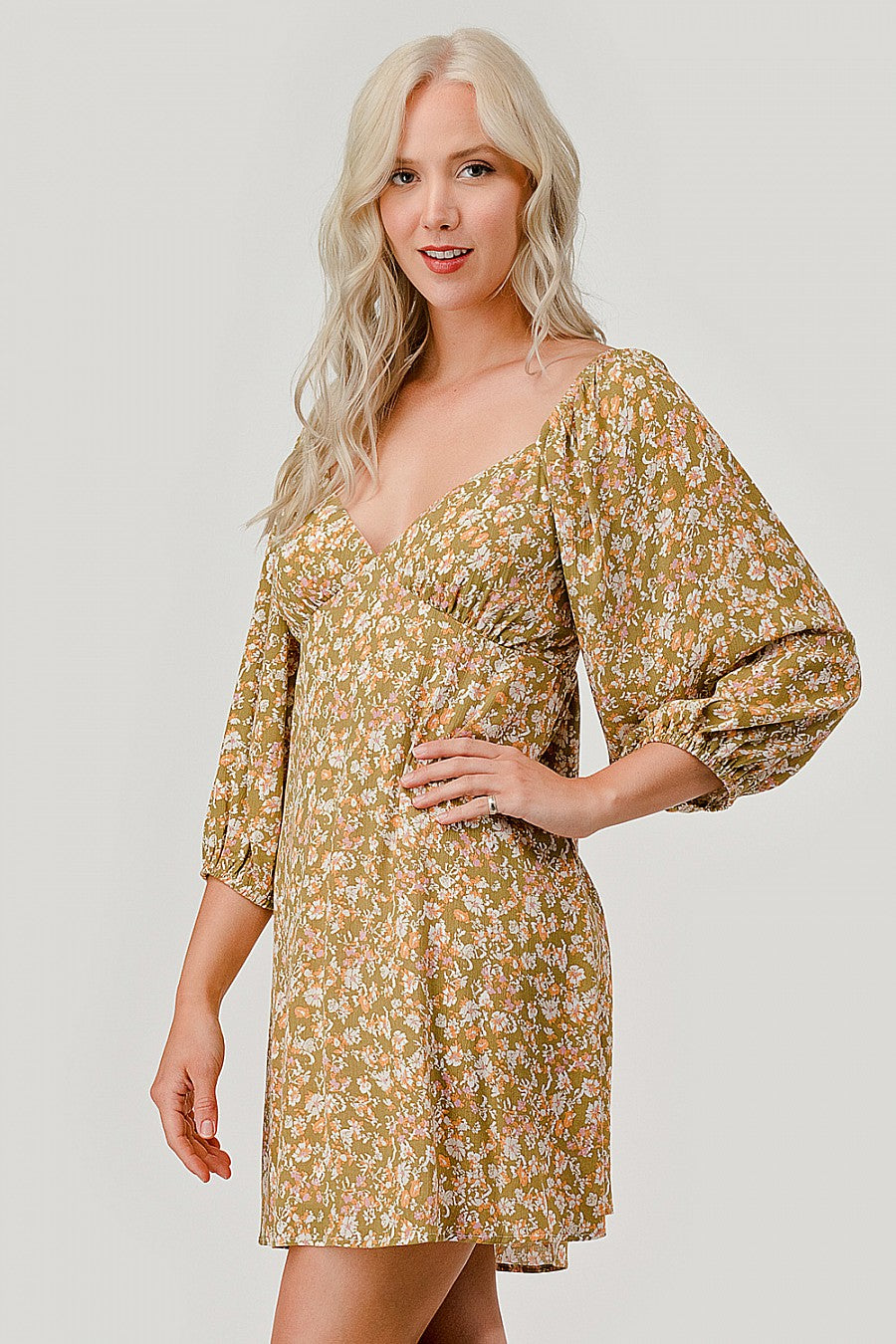 Mustard Floral Mini Dress