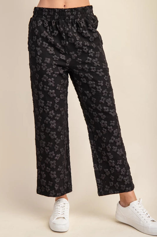 Floral Jacquard Ankle Pants