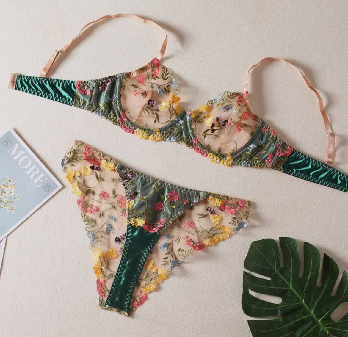 Floral Embroidered Silk Panty