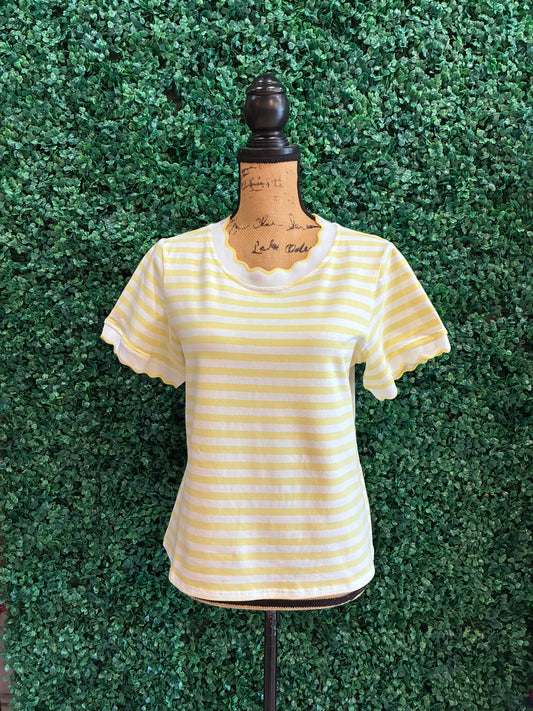 Wavy Striped Butter Yellow T-Shirt (S to 3X)