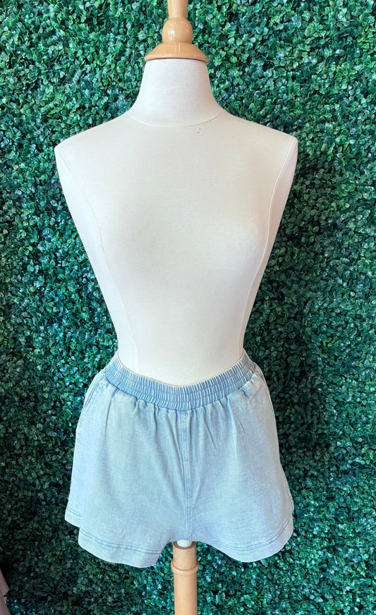 Elastic Waist Denim Shorts (S to 3X)